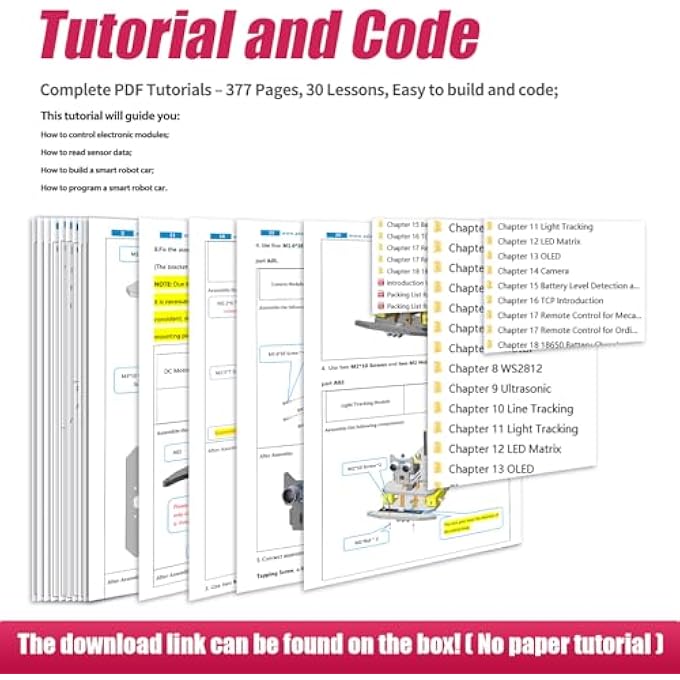 rayihni 4WD SMART CAR KIT FOR RASPBERRY PI 5/4B/3B/3B+(BOARD NOT INCLUDED), LINE TRACKING, LIGHT TRACING, OBSTACLE AVOIDANCE, SERVO MOTOR, OLED DISPLAY, BUZZER, LED DOT MATRIX DISPLAY - Image 4